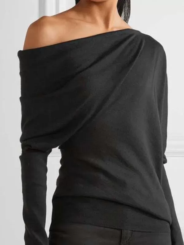 Urban Asymmetric One-Shoulder Long Sleeves T-Shirt Top