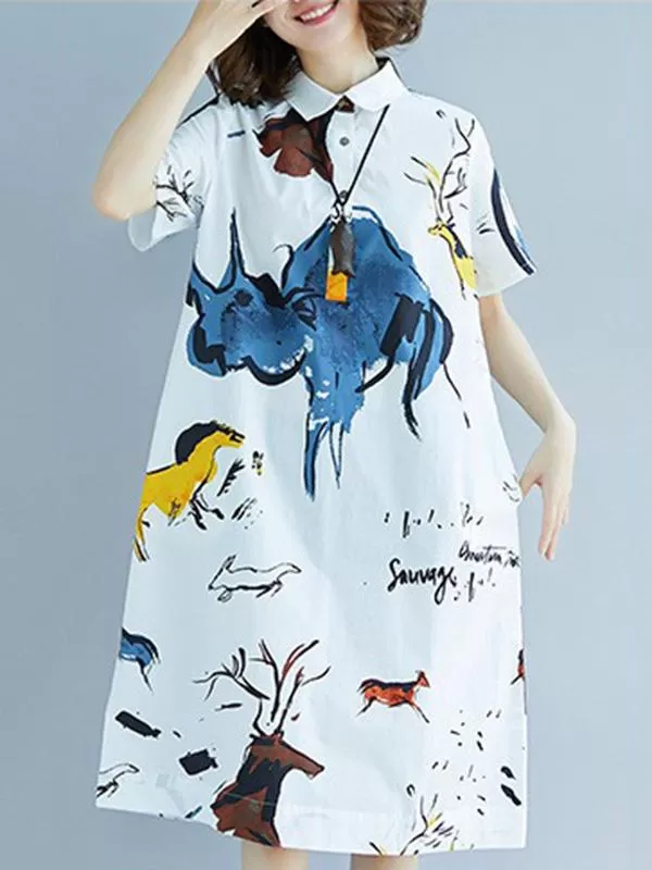 2019 Summer New  Oversize Printed T-Shirt Dress