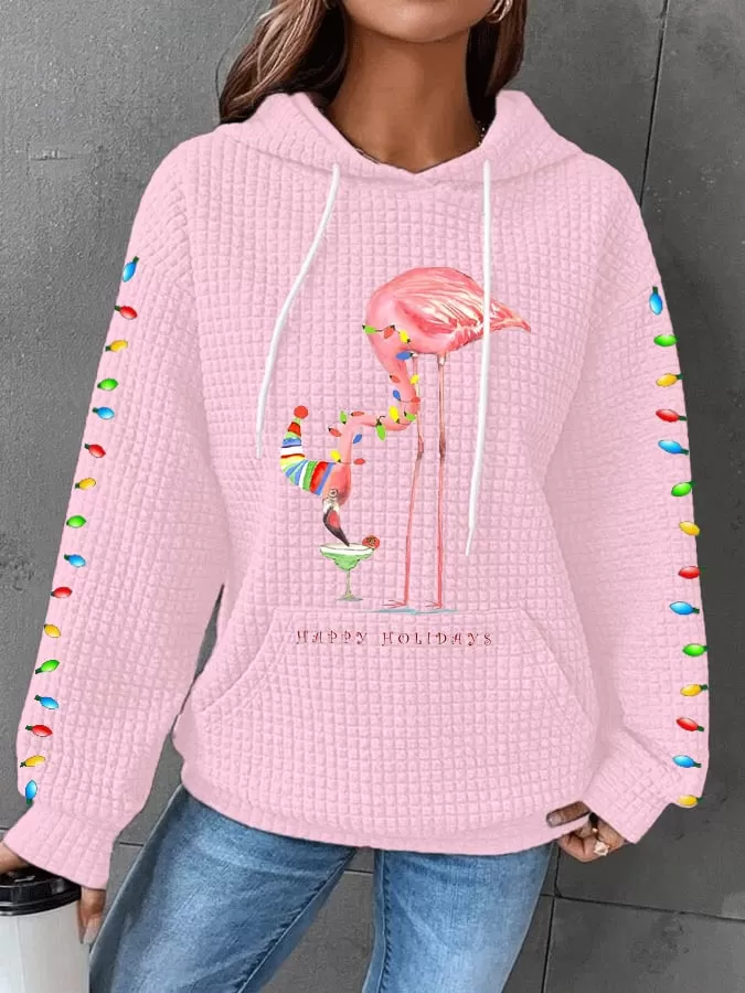 🔥Buy 3 Get 10% Off🔥Women's Merry Christmas Flamingo Print Casual Sweatshirt